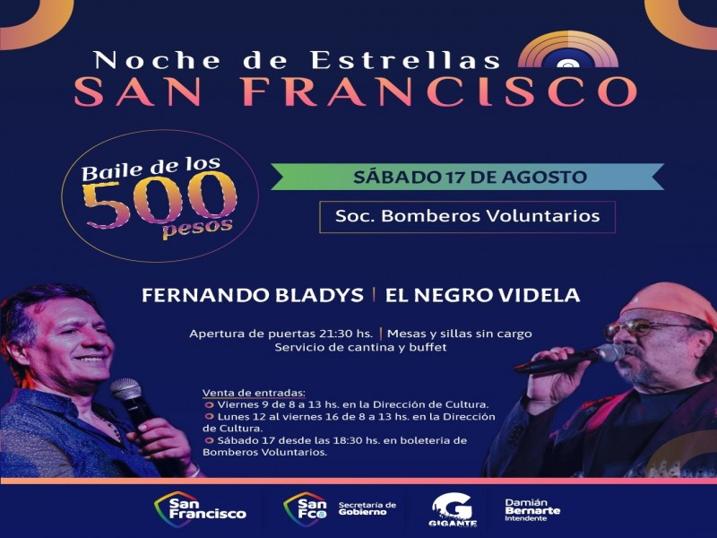 Fernando Bladys y el ‘Negro’ Videla animarán el Baile de los 500 pesos en el ‘Gigante’ de Bomberos