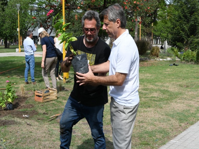 Ornamentaron la Plaza Cívica con flores del Vivero Municipal