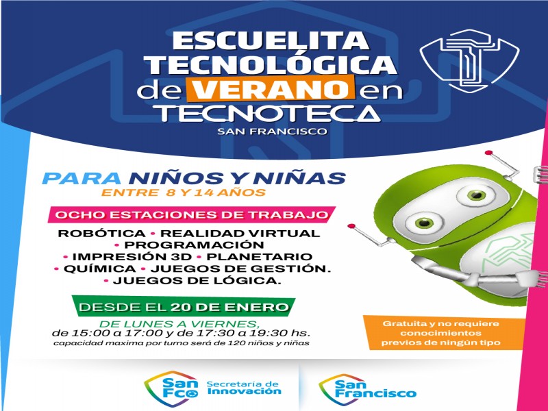 Comienzan las inscripciones para la Escuelita Tecnológica de Verano en Tecnoteca