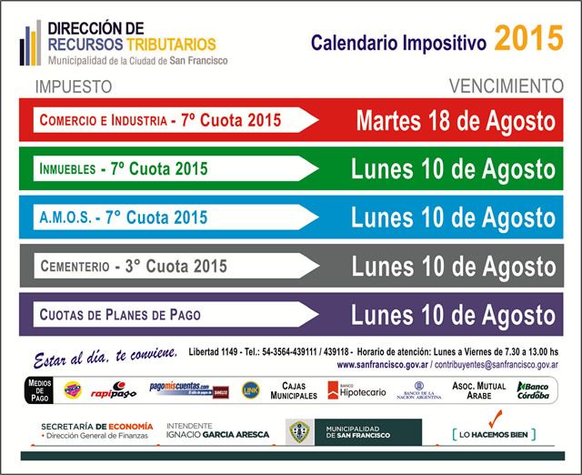 Calendario Impositivo Agosto